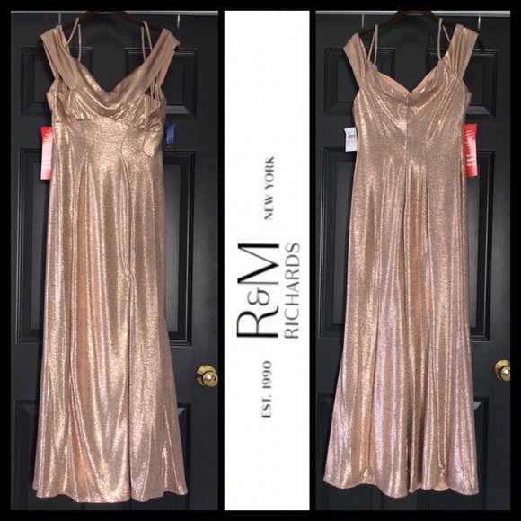 NWT R&M Richards Nightway Rose Gold Shimmer Gown - Picture 3 of 8
